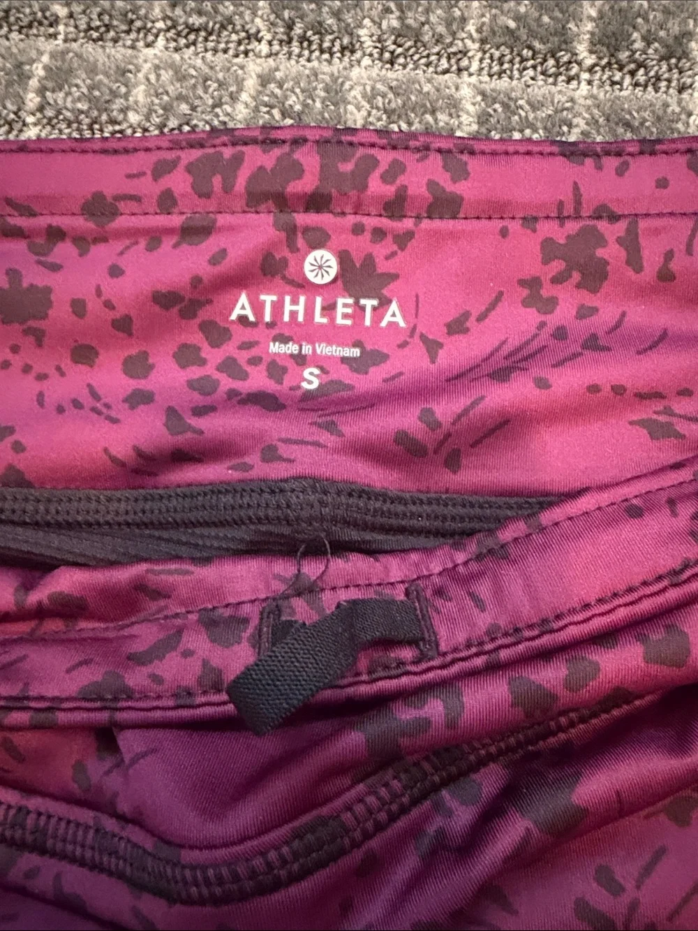 Athleta Magenta Tiered Ruffle Mini Skirt with Dark Print